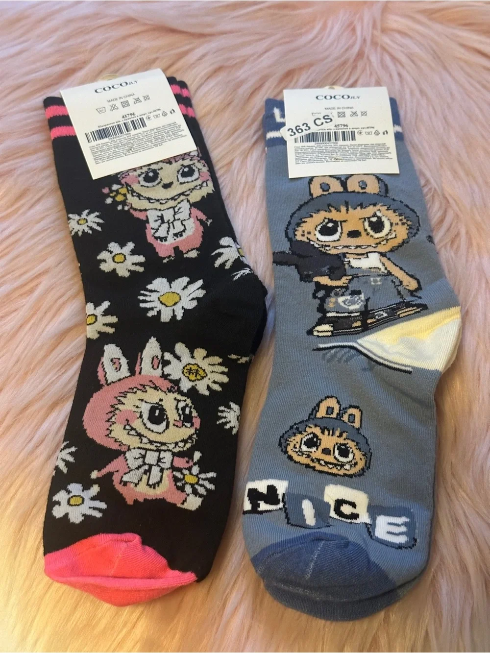 Coco Jly Character Socks — Blue Bunny Design